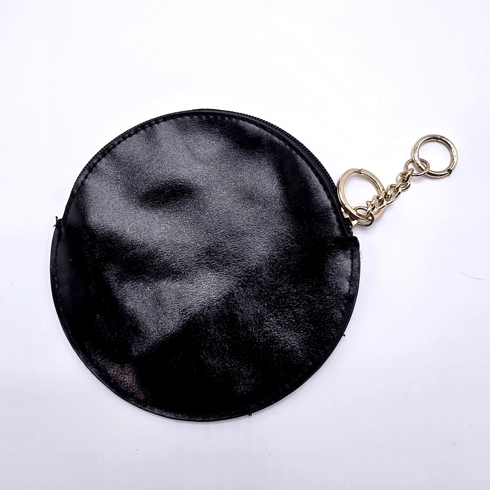 Victoria's Secret Black Sequin Heart Round Coin Purse Keychain Bag Charm - Picture 2 of 5